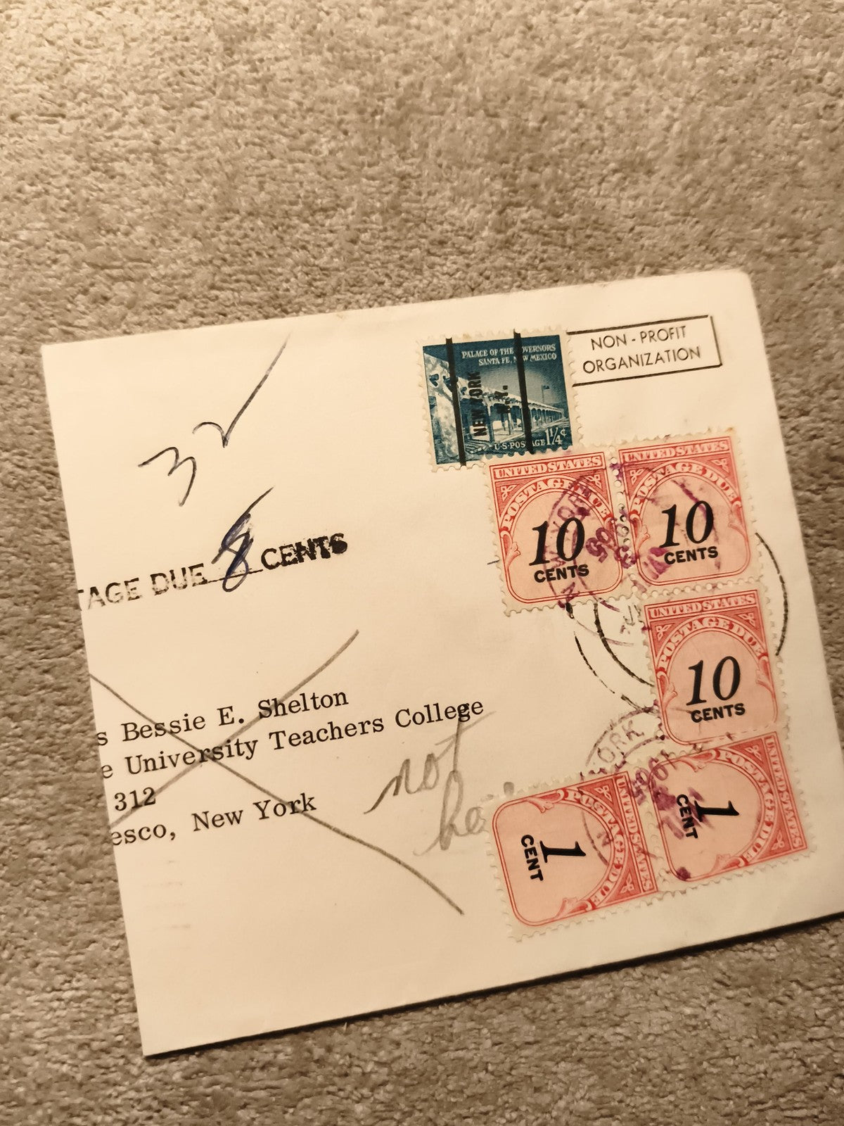 Lettre affranchie USA timbres 1c 10c Palace of Governors oblitérés philatélie (R