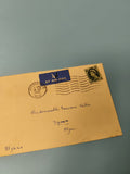 Ancienne enveloppe philatélie 1956 timbre Royaume-Uni air mail collection