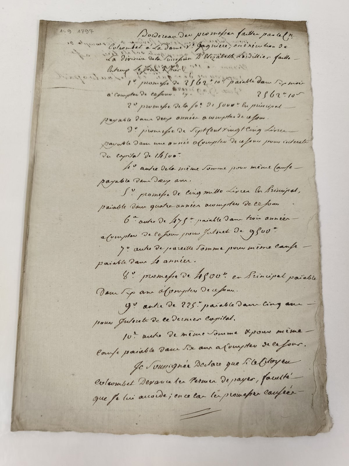 Lettre manuscrite administrative 1797, ancien bordereau XVIIIe français