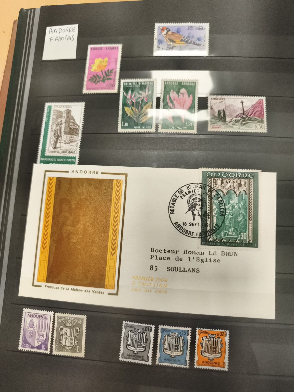 Timbres Andorre Français lot oblitérés et neufs + FDC fleurs armoiries oiseaux