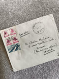 Lettre affranchie Liban 1951 timbres cèdre rose bleu aviation cachet Beyrouth ph