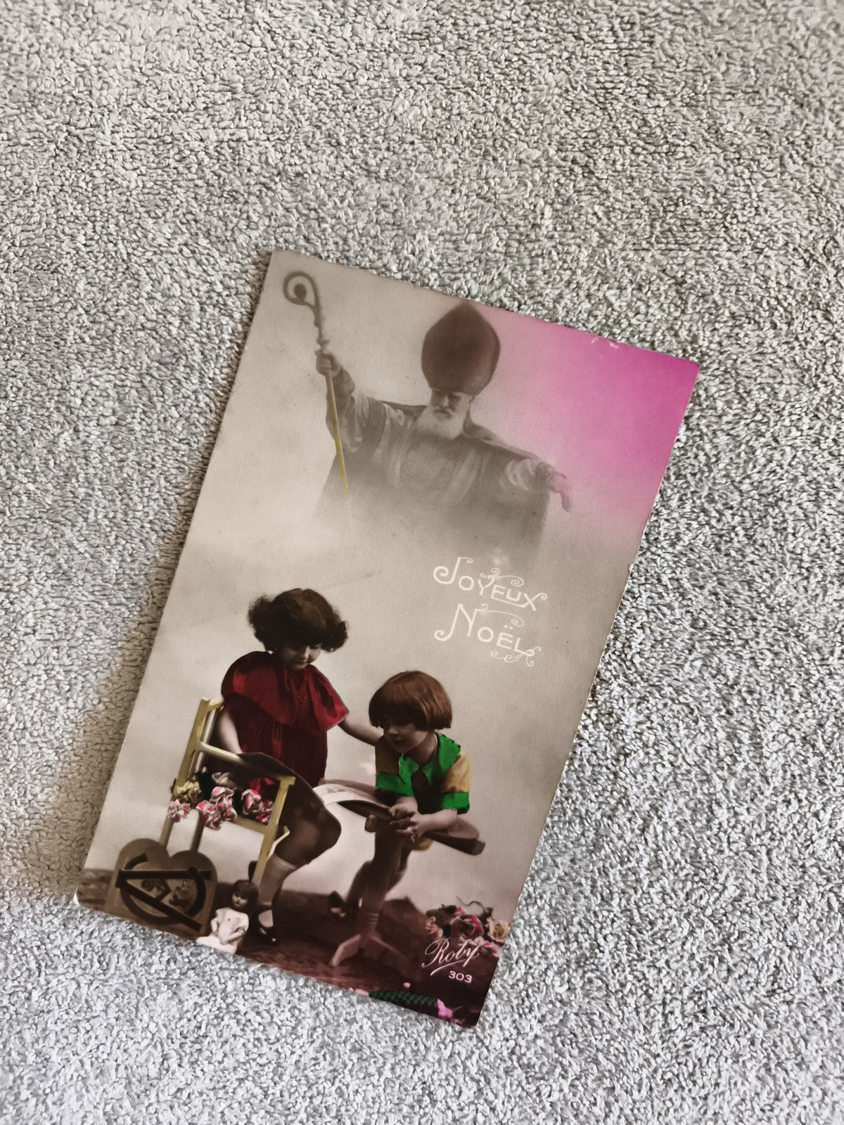 Carte postale Joyeux Noël illustrée enfants Saint-Nicolas Roty CPA
