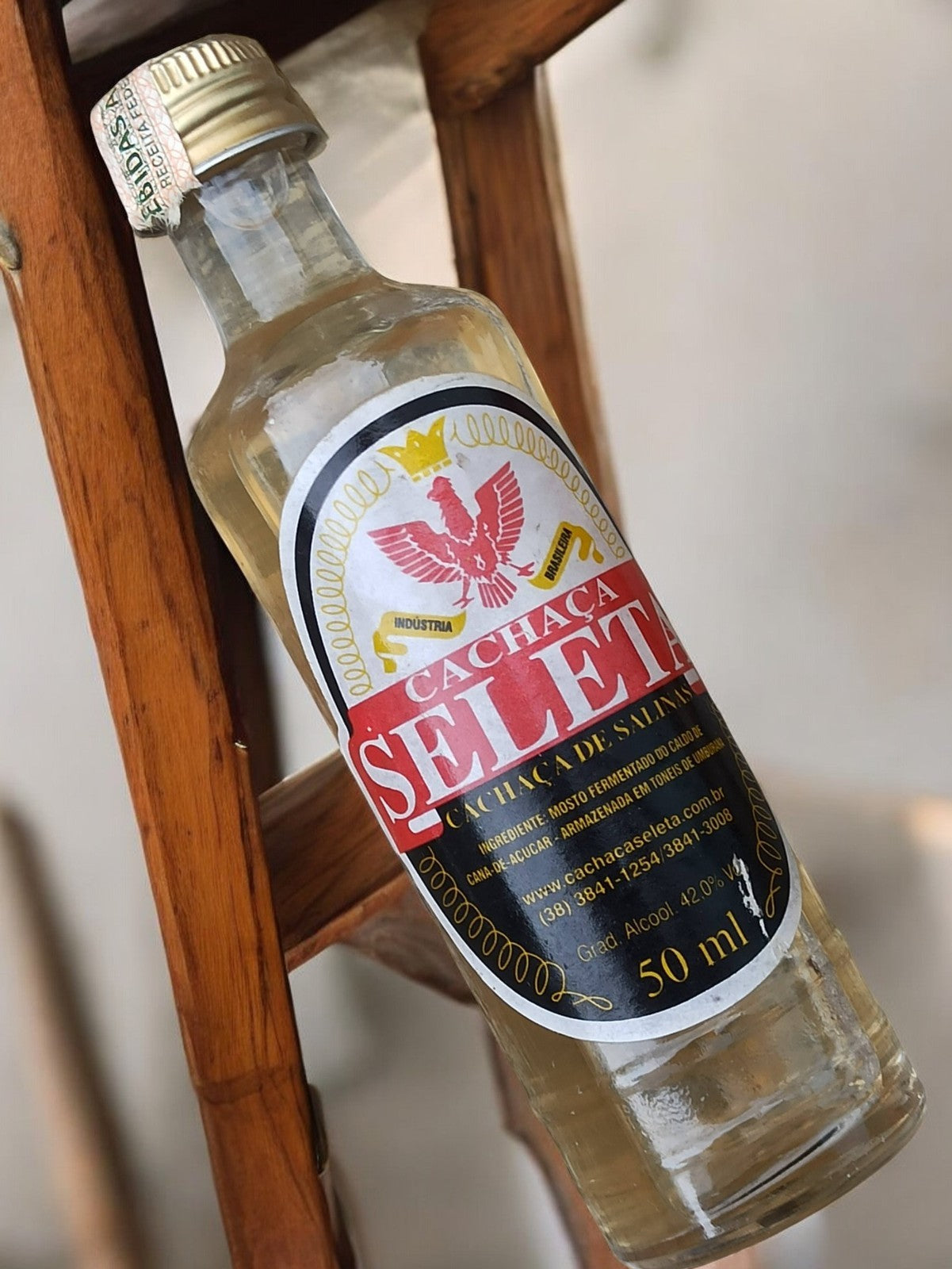 Mini bouteille ancienne Cachaça Seleta 50ml vintage Brésil déco bar