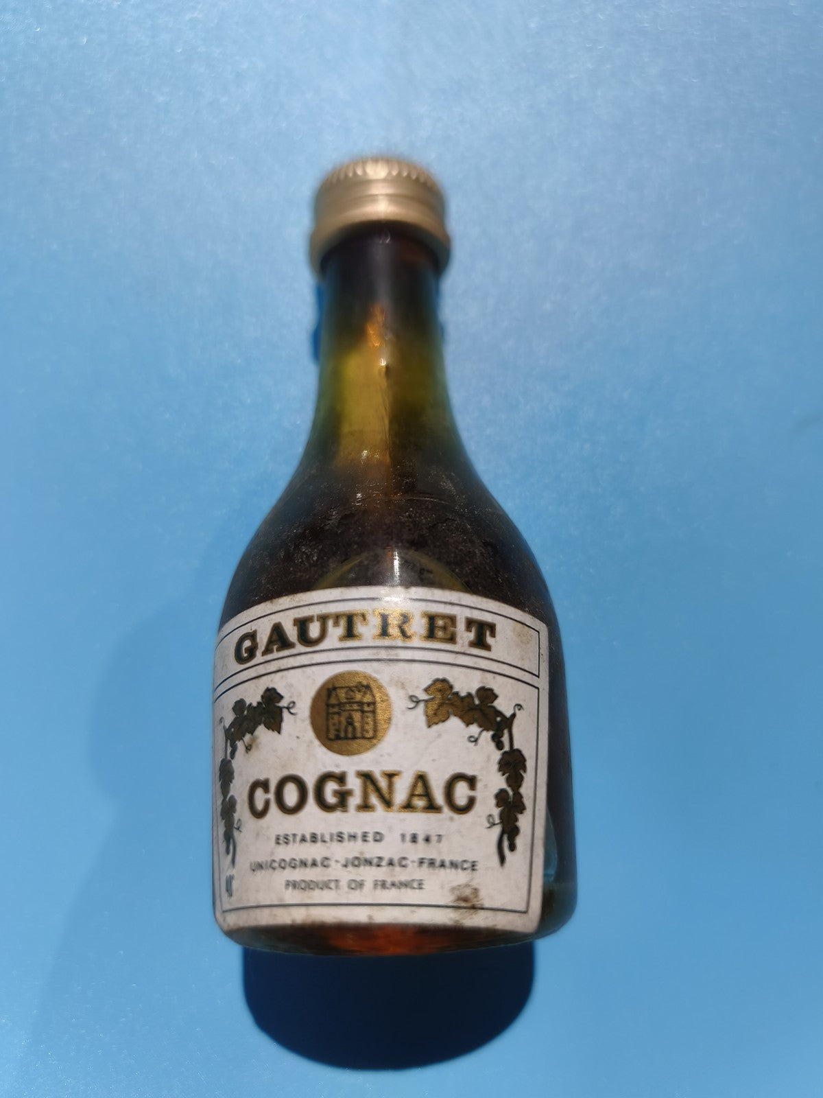 Mignonnette vintage Cognac Gautret ancienne bouteille collection mini flacon
