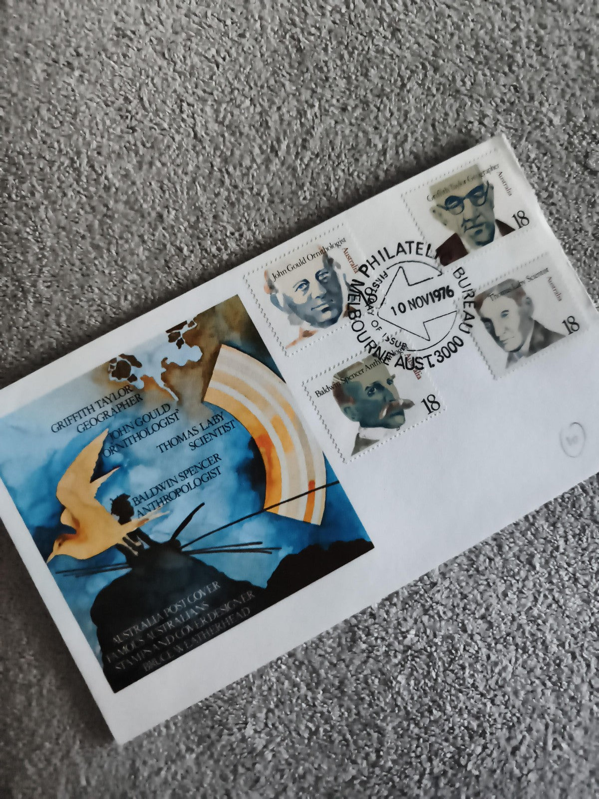 Lettre premier jour Australie 1976 scientifiques timbres oblitérés philatélie (R