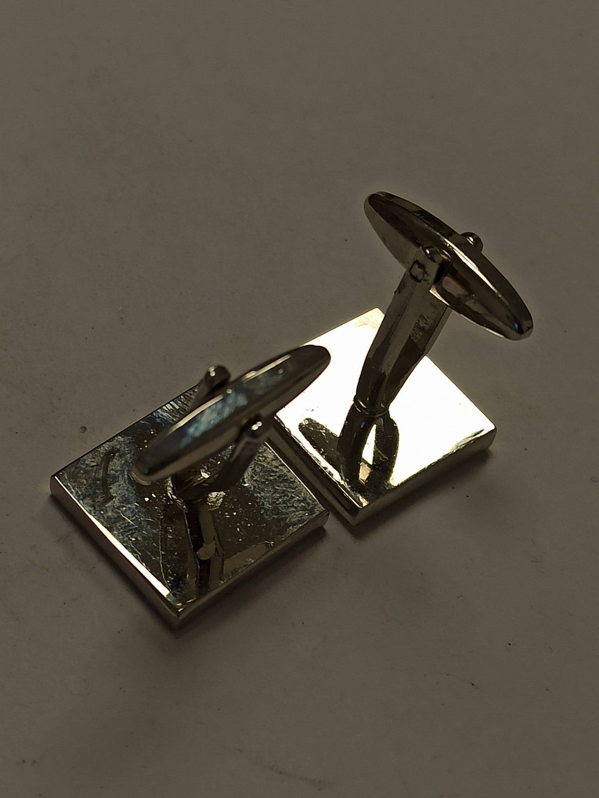Boutons de manchette vintage carré, finition métal, strass bleus rétro chic