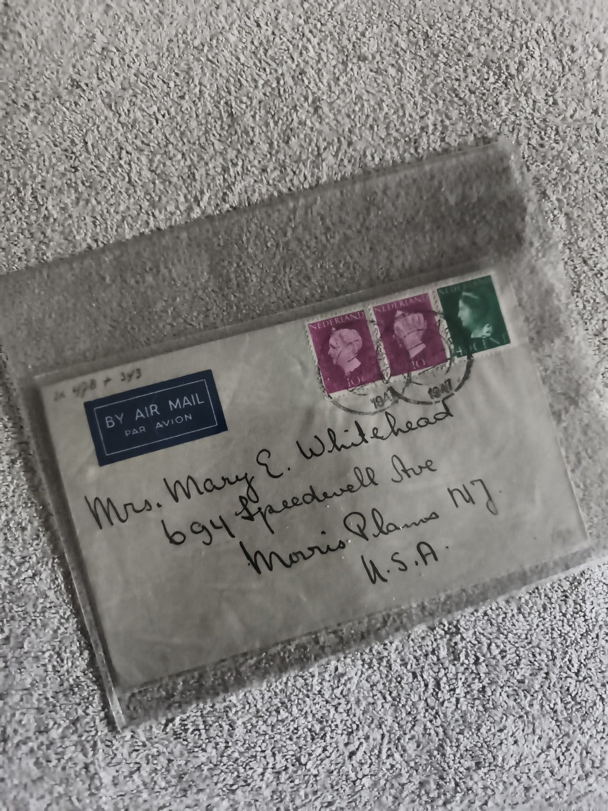 Lettre aérienne affranchie Pays-Bas timbres NEDERLAND 1947 philatélie (Ref 27)
