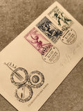 Lettre 1er jour Tchécoslovaquie 1958 sports, timbres oblitérés Praha, philatélie