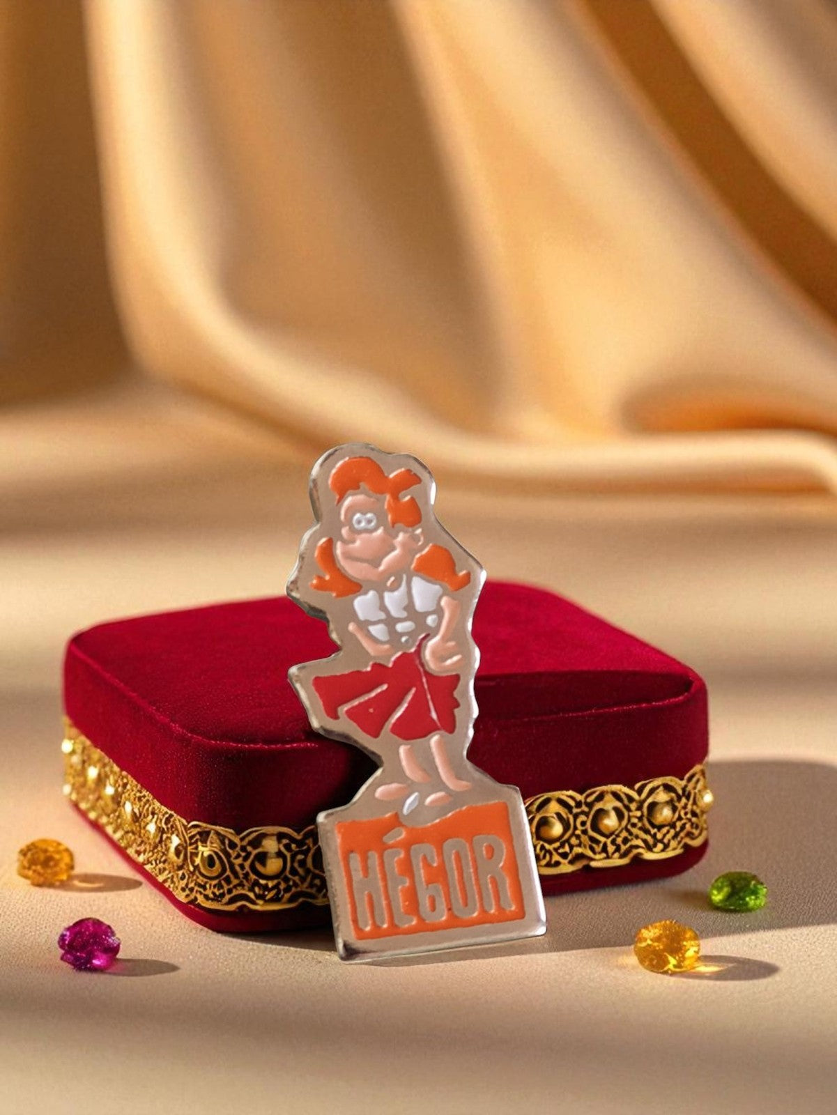 Pin's publicitaire vintage Hégor édition limitée rare orange