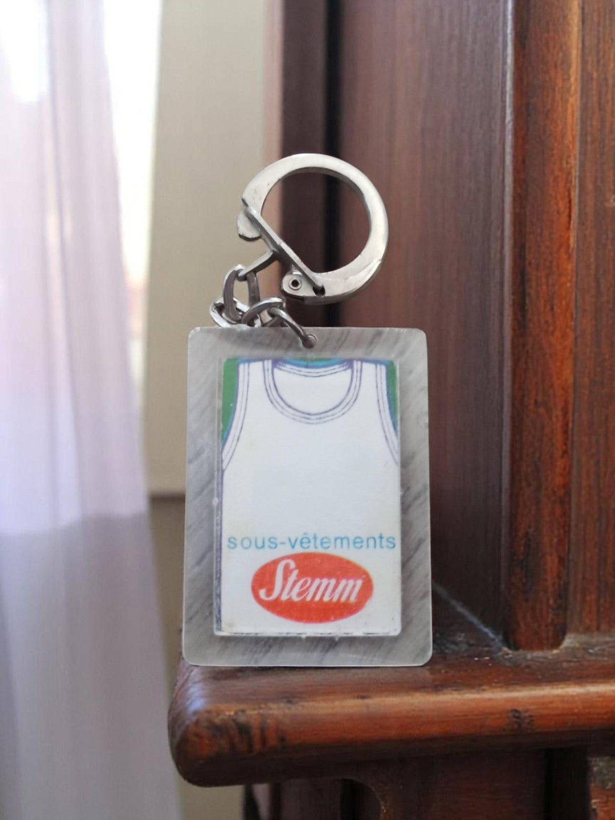 Porte-clés publicitaire vintage métal Stemm sous-vêtements rétro années 70