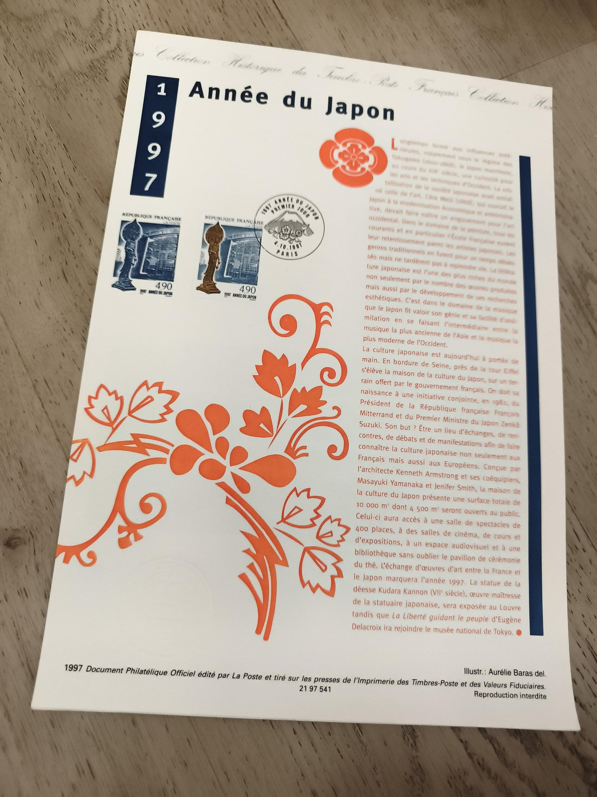 Feuillet philatélique Année du Japon 1997 La Poste timbres oblitérés