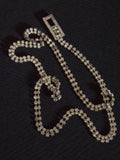 Ceinture vintage strass rhinestone métal argenté, accessoire ancien chic