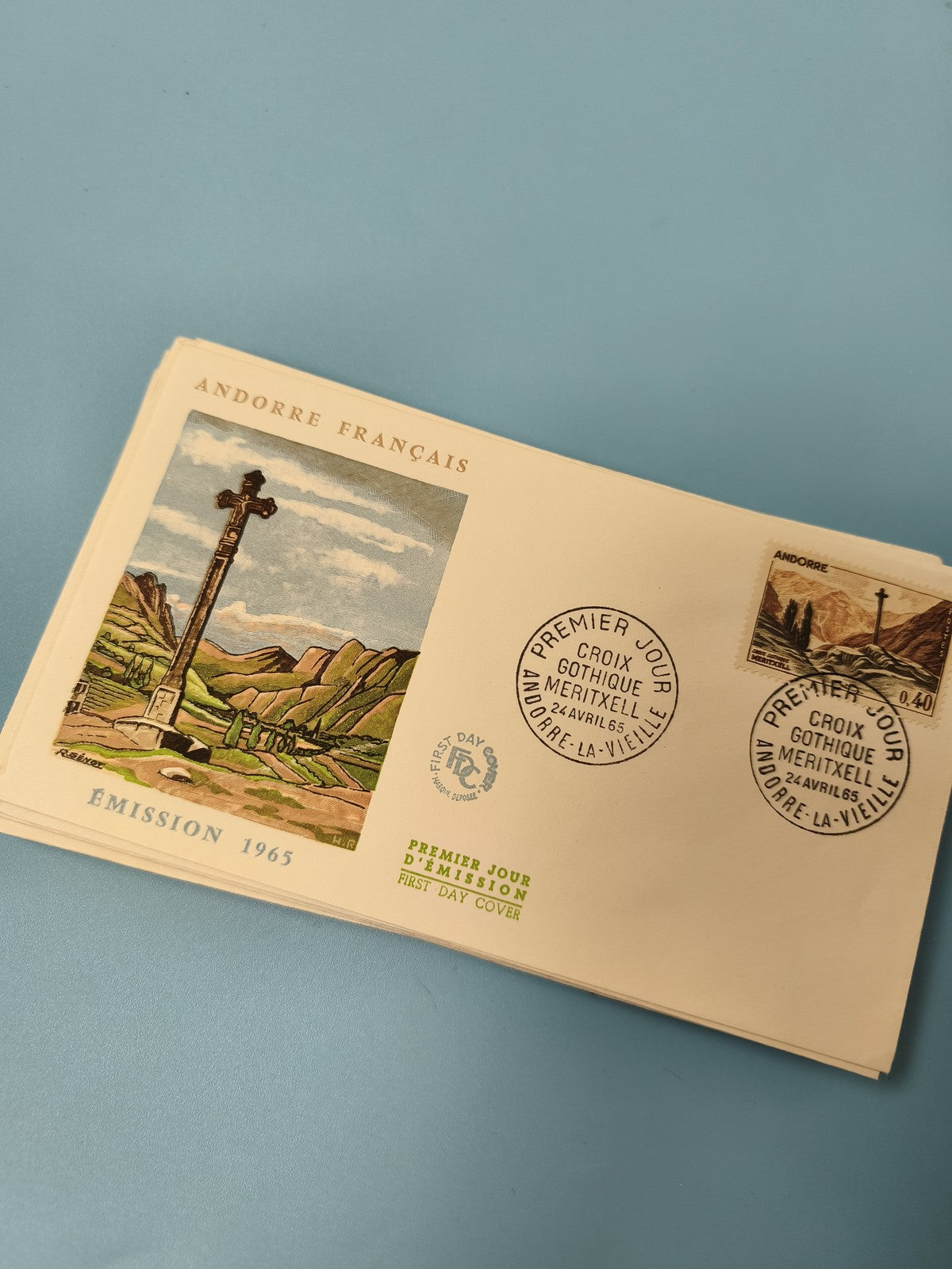 Enveloppe FDC Andorre Français 1965 Croix Gothique Meritxell premier jour