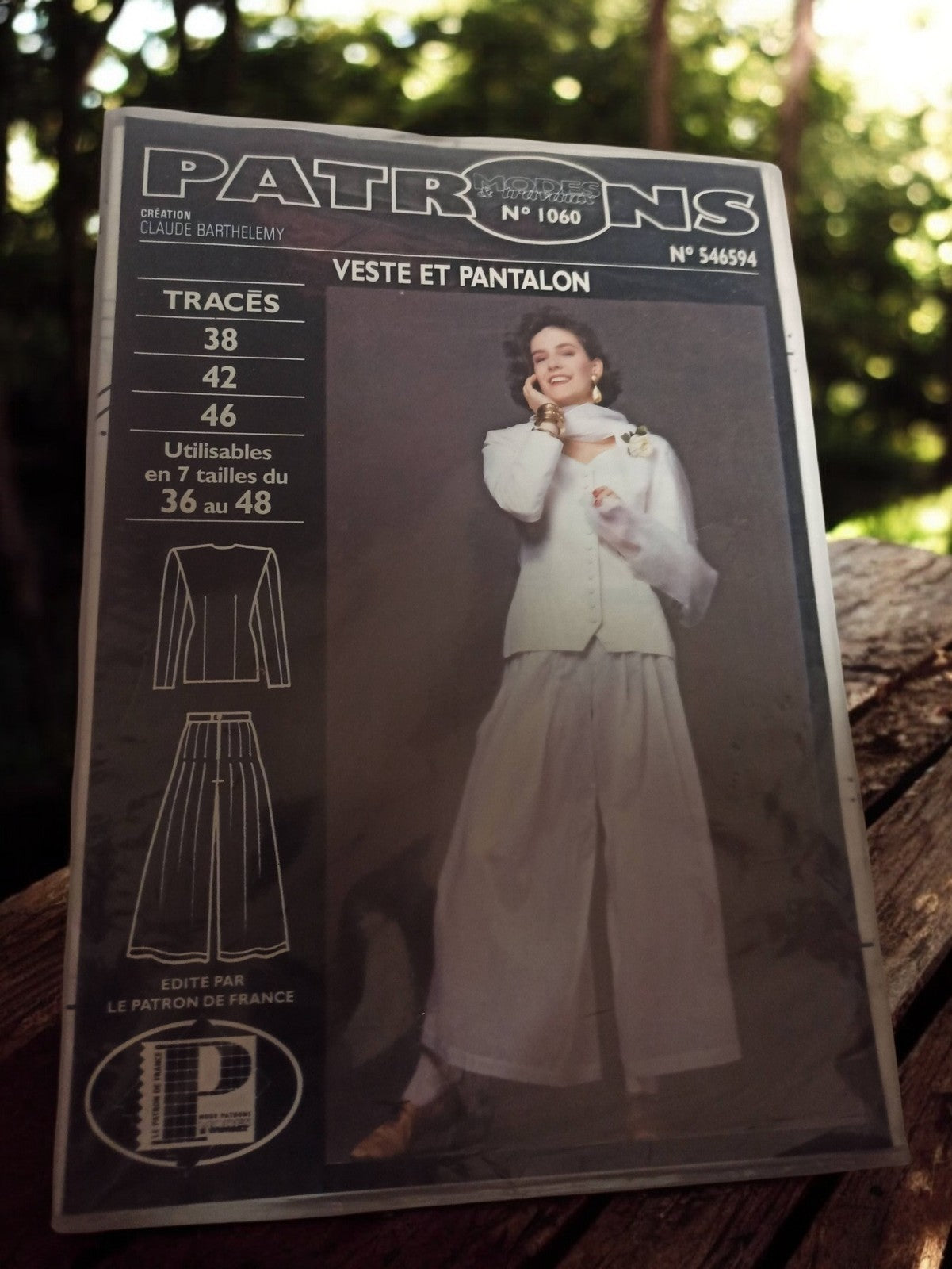 Patron couture vintage Modes & Travaux 1060 veste pantalon années 80 rétro ancie