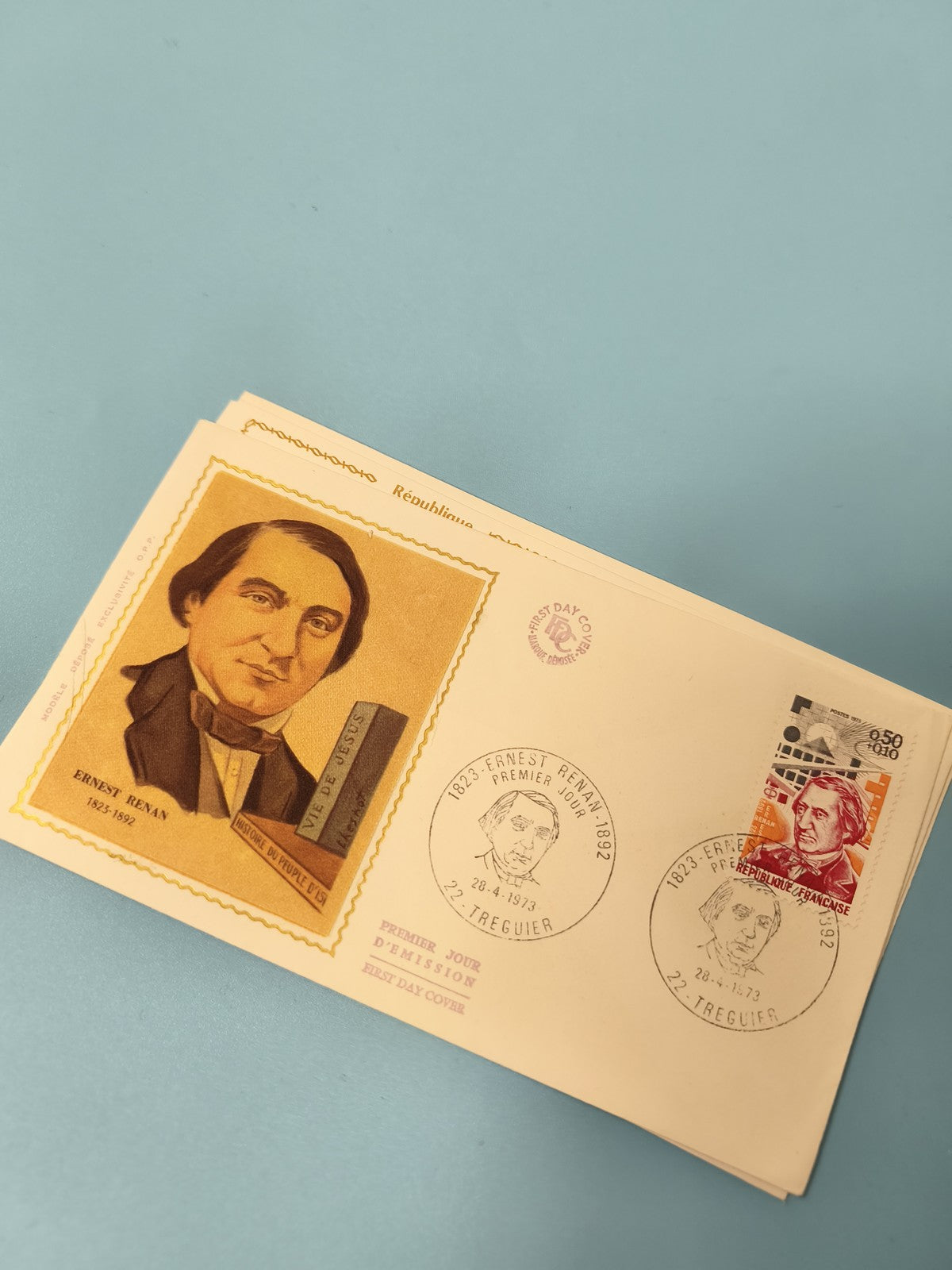 Enveloppe philatélie FDC Ernest Renan premier jour d?émission timbre France