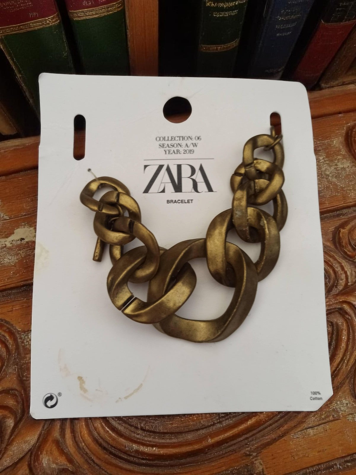 Bracelet Zara gros maillons aspect bronze vintage 2019 bijou chaîne femme