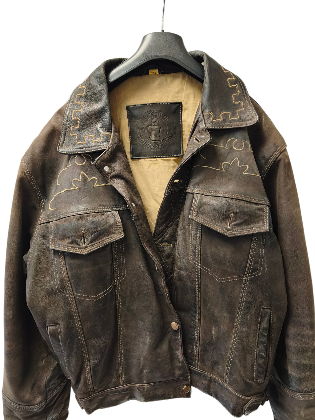 Veste blouson cuir vintage XXL ancien homme Leather Garment rétro collection