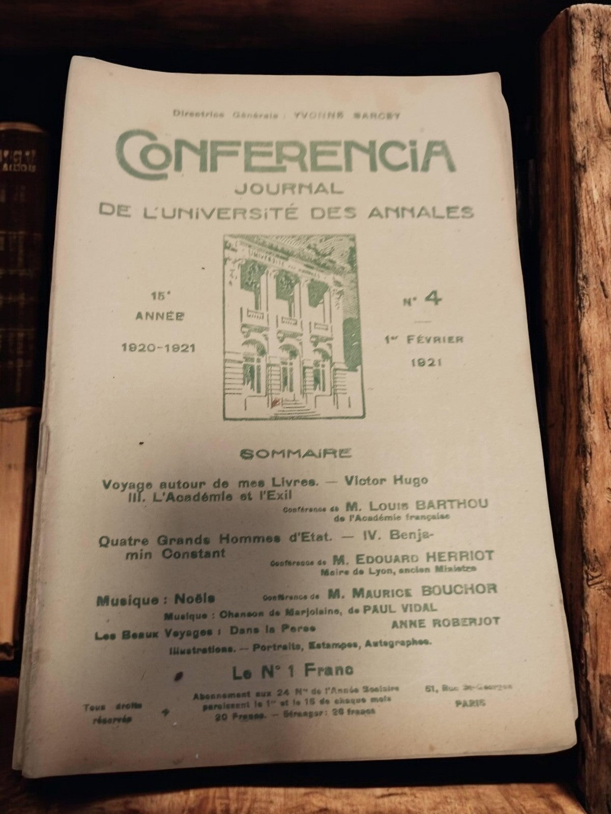 Journal universitaire ancien Conferencia 1921 rétro années 1920 Université Annal