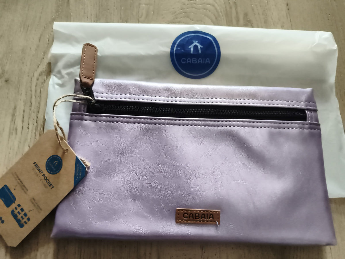Pochette Cabaia lavande neuve 24 cm zippée front pocket accessoire sac