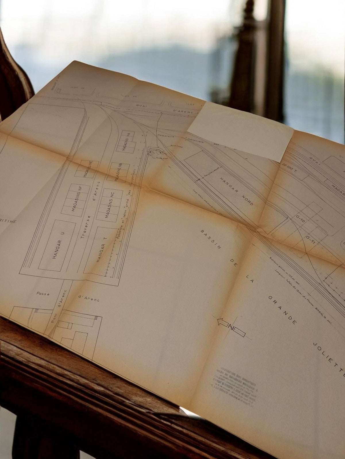 Plan ancien Marseille travaux publics hydraulique années 30-40 port Joliette