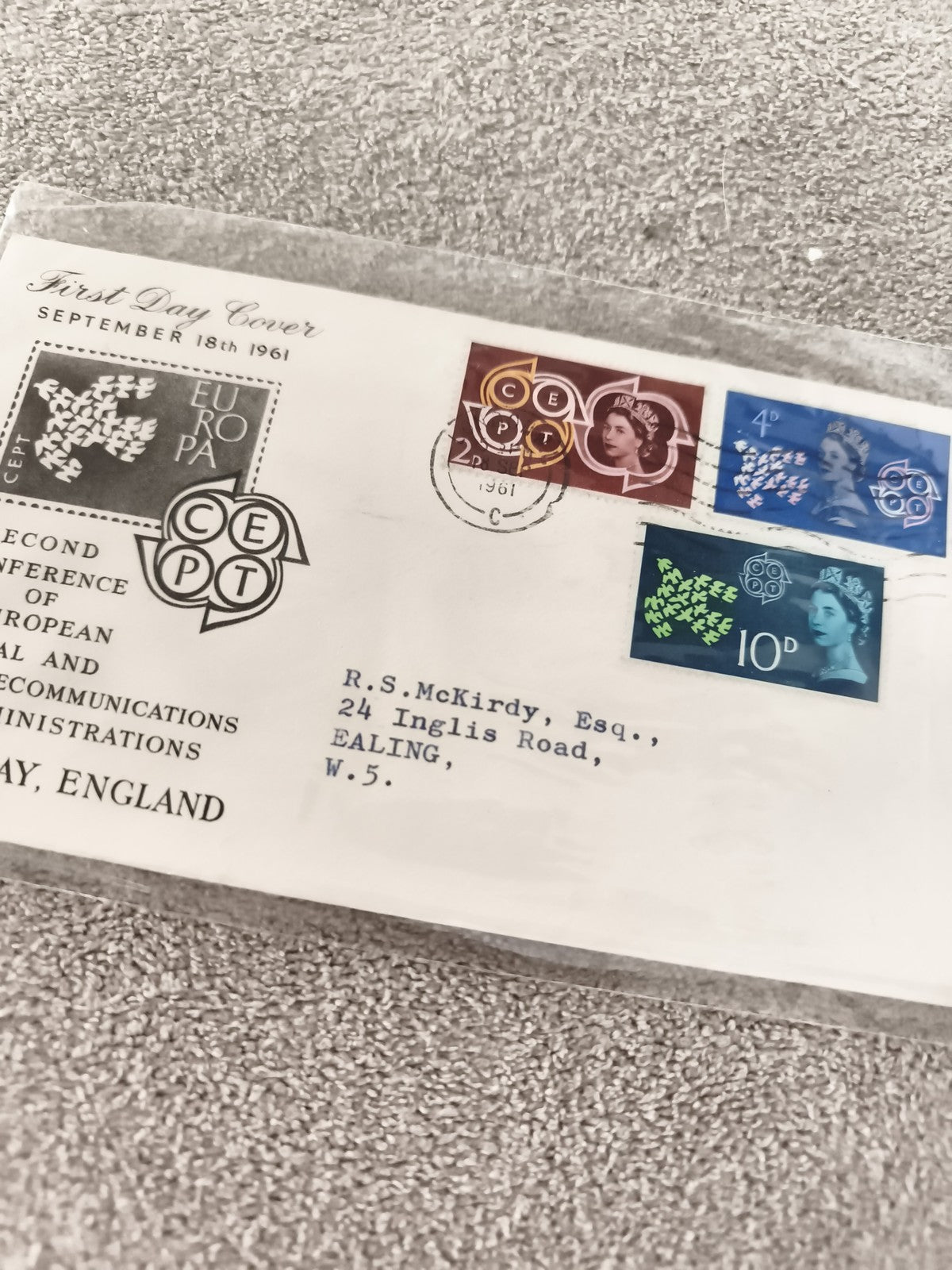 Lettre Premier Jour CEPT Europa 1961 Angleterre, timbres anciens philatélie FDC