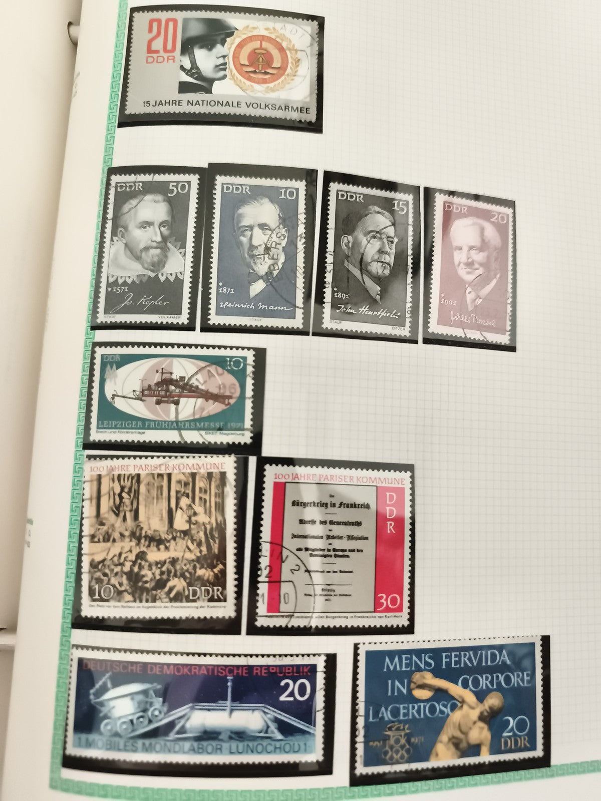 Timbres DDR Allemagne Est thématiques portraits, histoire, sport, lot oblitérés