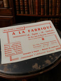 Buvard publicitaire ancien A LA FABRIQUE Marseille rétro déco papeterie