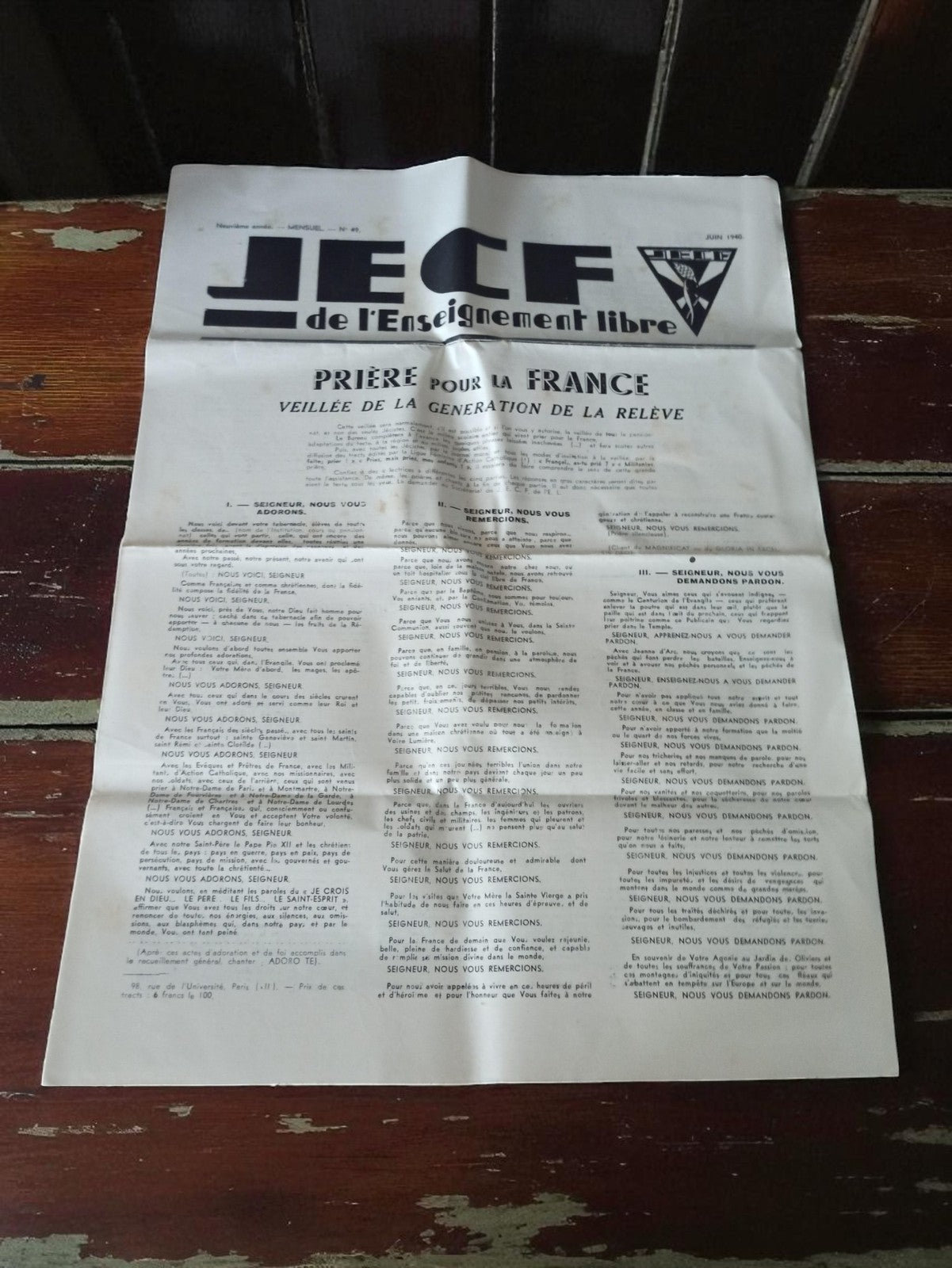 Journal religieux ancien JECF 1961 presse chrétienne vintage prière France