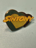 Vintage pin's Sintony c?ur double vert jaune collection rétro (ref 10)