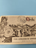 Carte postale philatélie Foire-Exposition Sarreguemines 1957 oblitérée