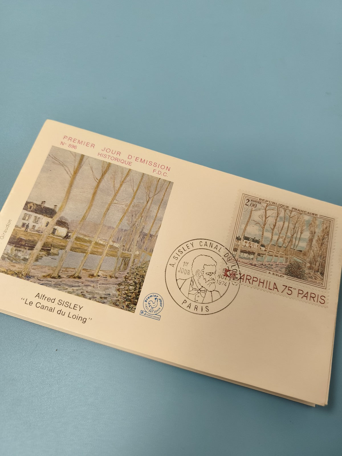 Enveloppe FDC premier jour d?émission Alfred Sisley Canal du Loing timbre Paris