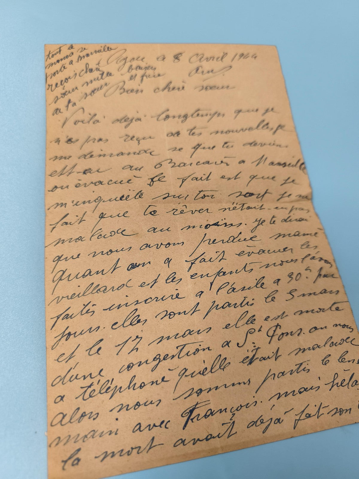 Ancienne lettre manuscrite datée 1946, écriture cursive, vintage collection