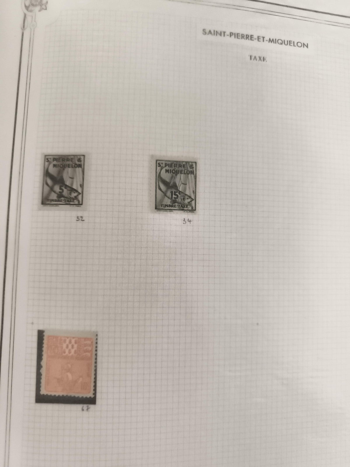 Timbres taxe anciens Saint-Pierre-et-Miquelon lot x3, philatélie vintage, oblité