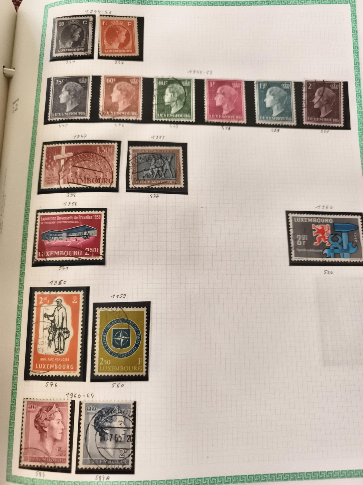 Timbres Luxembourg 1950-1964 lot 15 oblitérés thématiques philatélie