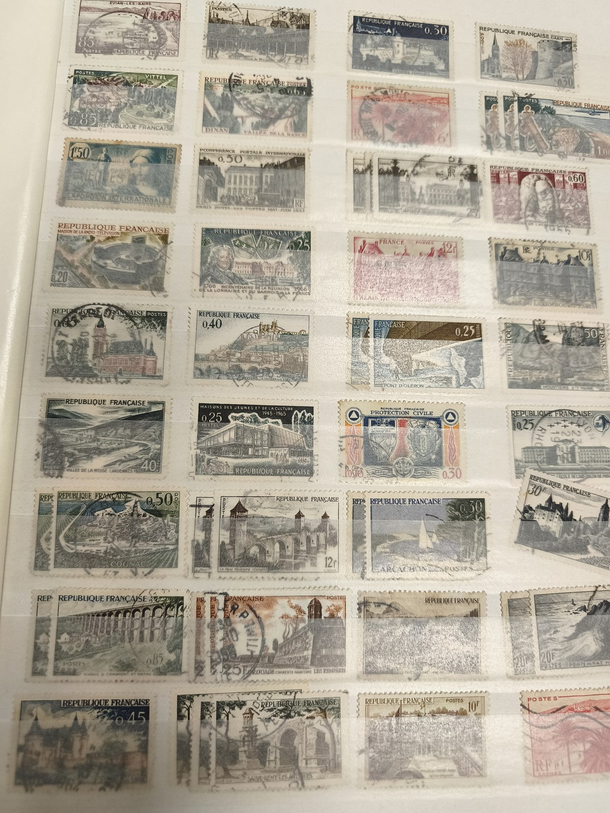 Lot timbres France oblitérés paysages monuments philatélie poste