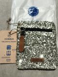 Pochette latérale Cabaia paillettes argent zip, neuve, accessoire sac 15 cm