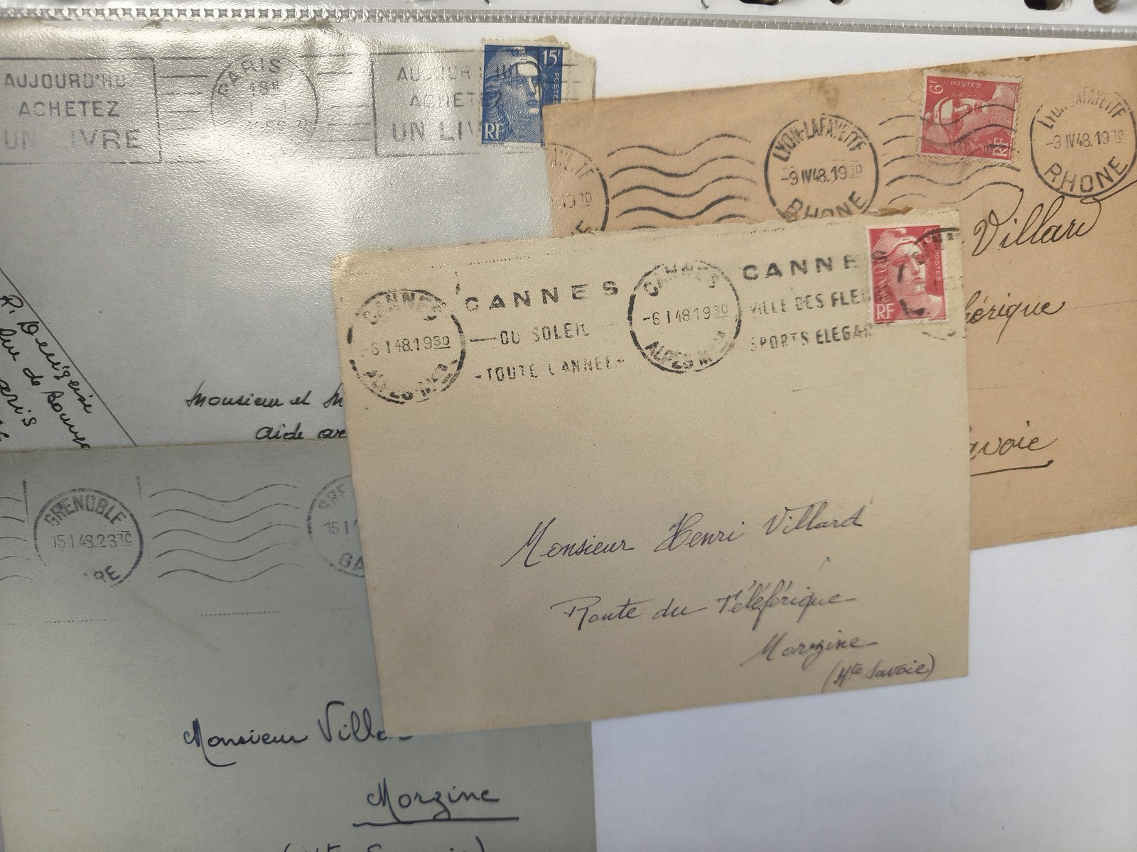 Lot anciennes enveloppes philatélie oblitérées France années 1930 collection