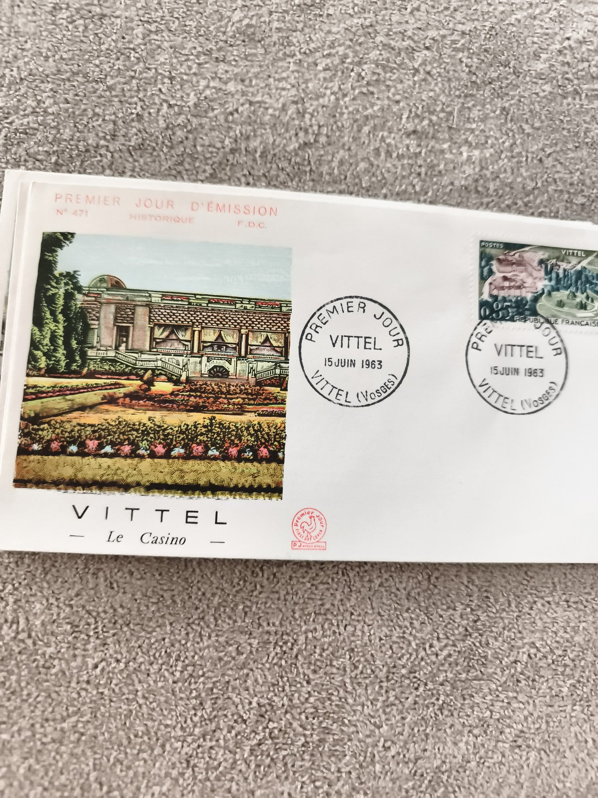 Lettre FDC Premier Jour Vittel Casino 1963 philatélie ancienne Vosges