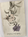 Carte postale ancienne fleurs aquarelle, illustration florale, début XXe