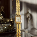 Montre vintage KEIIY femme quartz dorée, bracelet rectangulaire Japan Movt