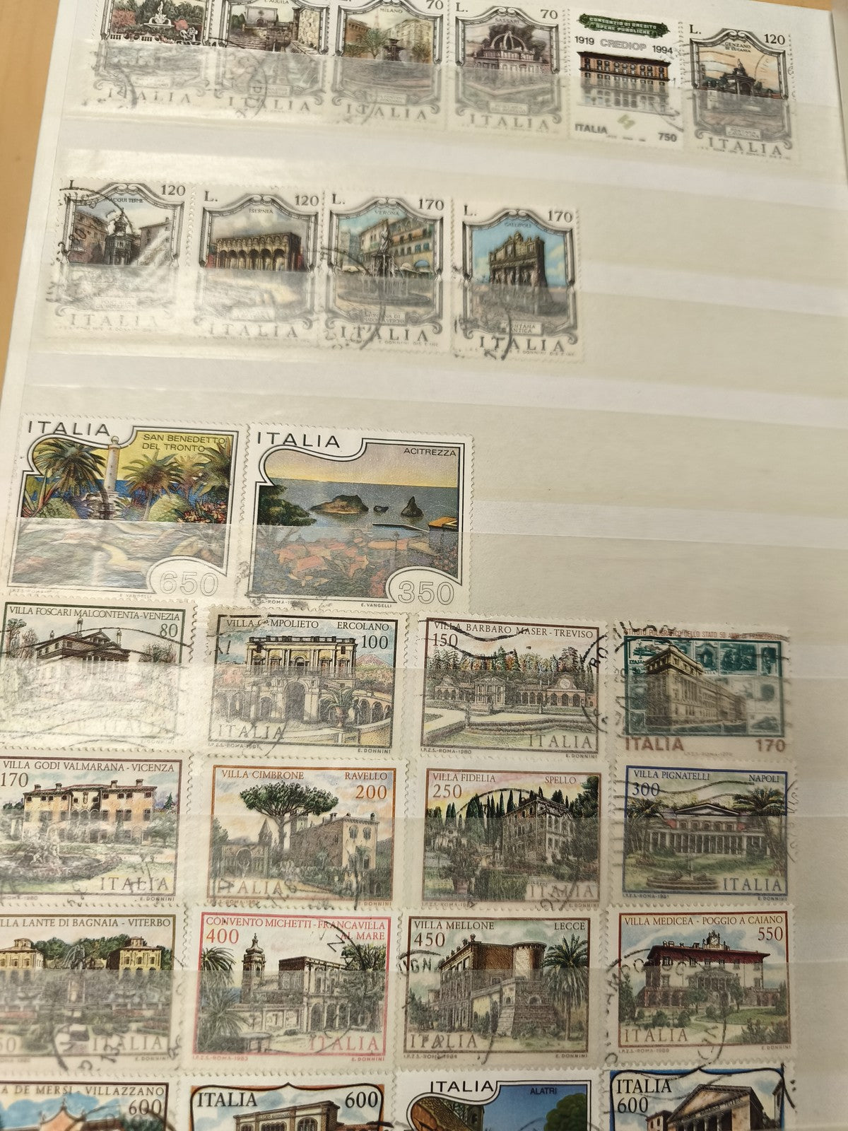 Lot de timbres Italie paysages et monuments, oblitérés, multiples valeurs facial