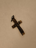 Croix ancienne pendentif crucifix doré motif cœur vintage religieux
