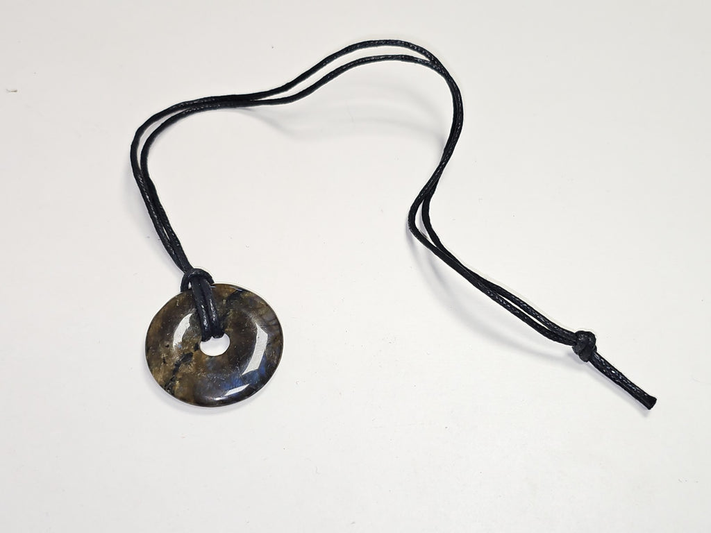 Collier pendentif donut en labradorite naturelle, pierre polie, qualité extra, 4