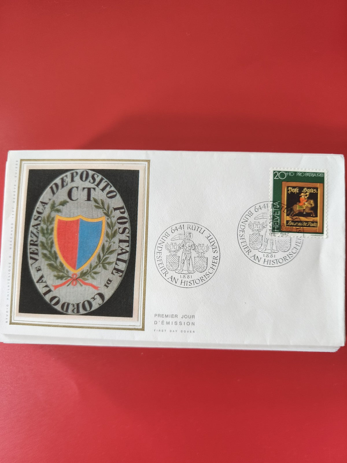 Enveloppe philatélie Premier Jour blason coloré et timbre 20 Pfg Allemagne