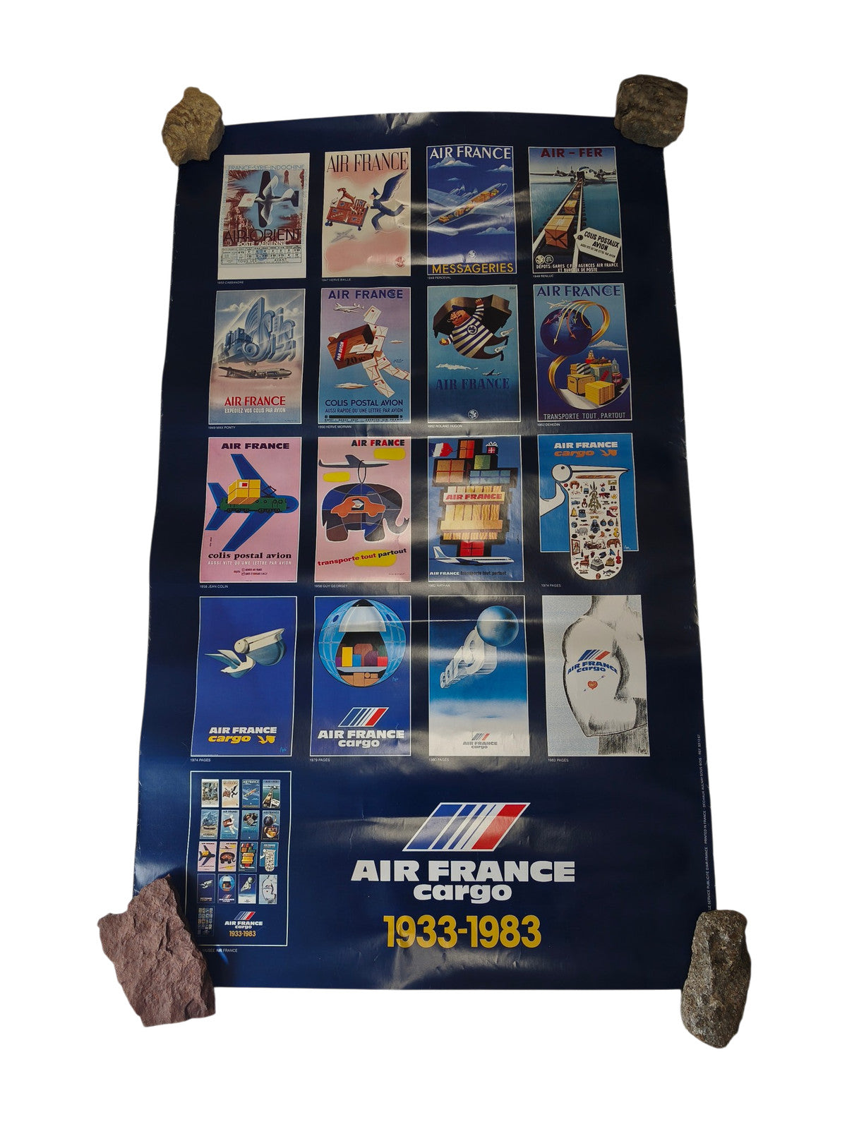 Large vintage Air France Cargo poster retro aviation decoration