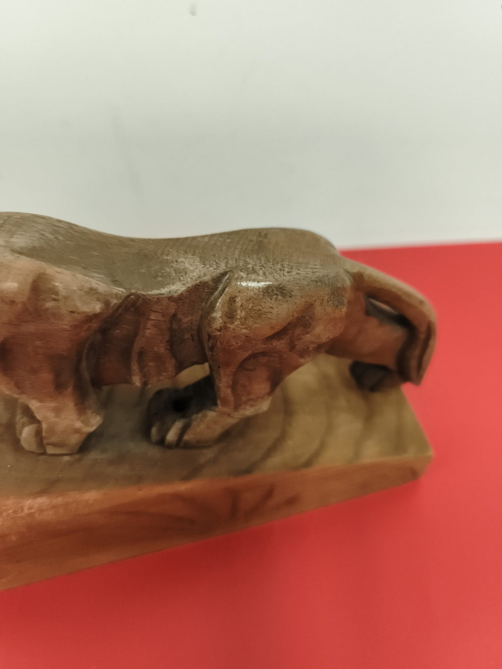 Sculpture ancienne lion bois sculpté main déco vintage animalier