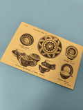 Ancienne carte coupe poterie diam 30 déco vintage, illustration objets arts de l