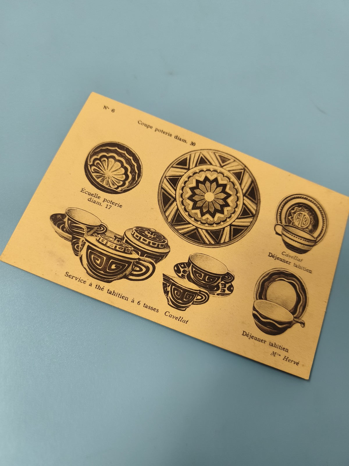 Ancienne carte coupe poterie diam 30 déco vintage, illustration objets arts de l