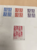 Timbres France blocs 4 Mercure et Marianne RF années 40 philatélie lot