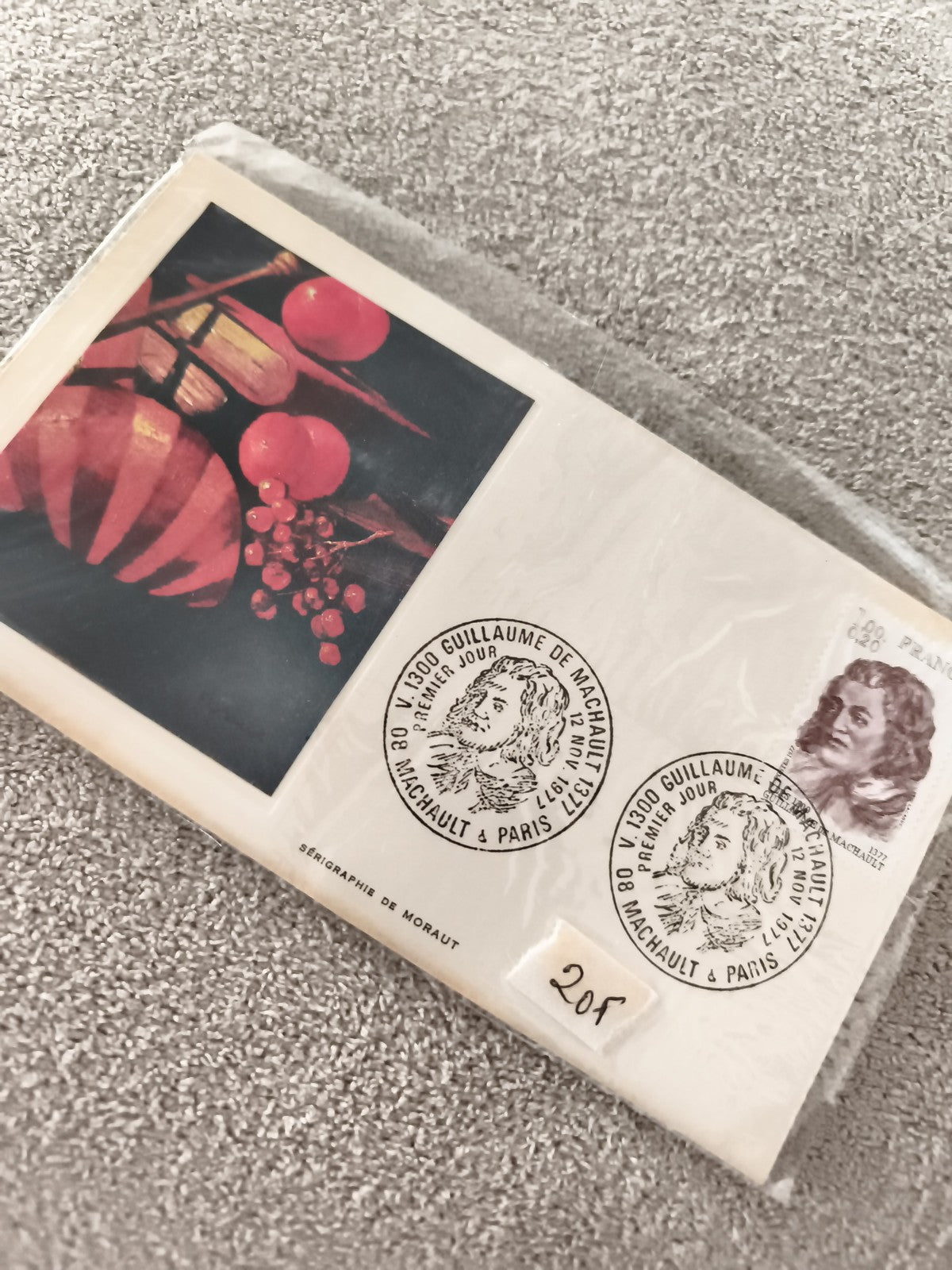 Carte premier jour Guillaume de Machaut 1977, sérigraphie Moraut, philatélie anc